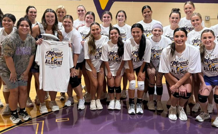 ALUMNI TEAM Munday volleyball fans will recognize a lot of these faces, the alumni came up short in the game, but seemed to enjoy playing together again. | COURTESY PHOTO