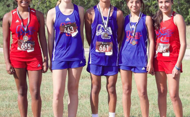 KNOXCITYWELLREPRESENTED The Knox City cross country competitors from (l) Neveah Martinez, Kennedy Blackburn, Brayan Samano, Zynleigh Garcia, Bailey Espinosa. | SHERI BATY PHOTO