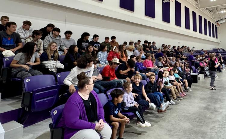 LARGECROWDINATTENDENCE Benjamin ISD staff and students, along with many special visitors, were in attendance to honor the memory and legacy of the late Coach Don Haskins for the grand opening and dedication of the Don Haskins Gym Sept. 25, 2025. | RACHEL FARMER PHOTOS