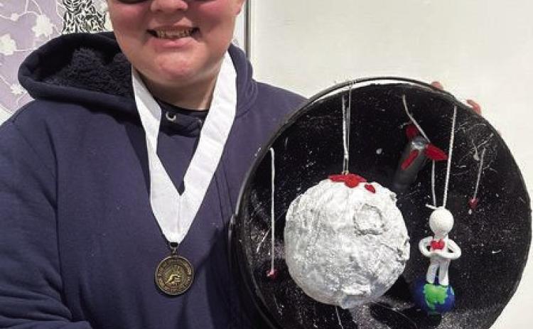 BENJAMIN’S BRAIAN CANO, after overcoming some life challenges, competed in an art competition at Midwestern State University inWichita Falls two weekends ago where he won a gold medal. | COURTESY PHOTO