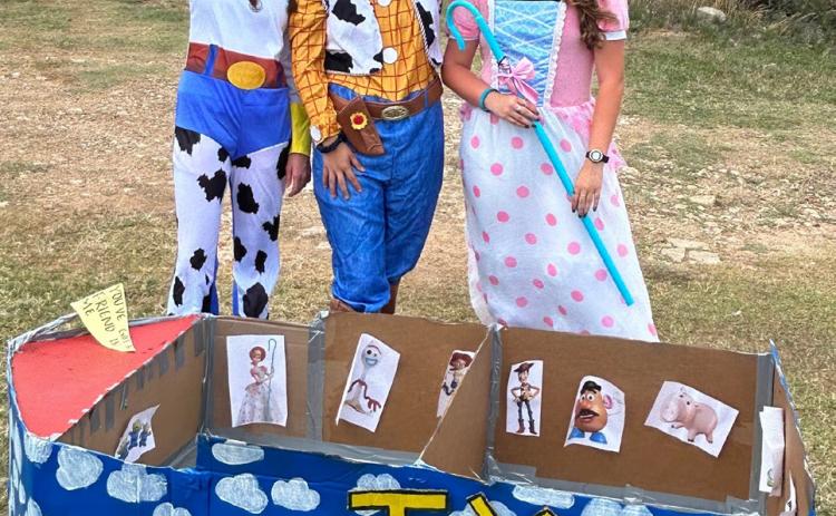 TOY STORY Andy and Jessie are ready to set sail to help Bo Peep find her sheep, in the sailing craft they designed and built form cardboard.
