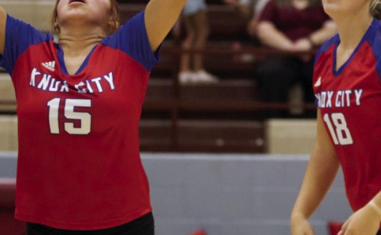 Krystabel Vasquez sets the ball. | SHERI BATY PHOTO