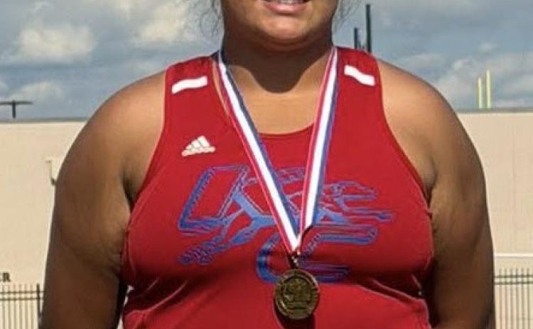 STATE BOUND Knox City’s Audri Perez qualified for the state track meet, finishing in 3rd place in the Region 2A track meet and winning the wild card. She will be competing in Austin May 14-16. | COURTESY PHOTO