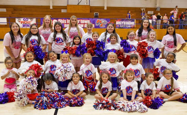 The Little Leaders performed at the Pep Rally and showed off their cheer talent and spirit in support of the Greyhounds before the Knox City versus Newcastle football game on Friday night. | SHERI BATY PHOTO