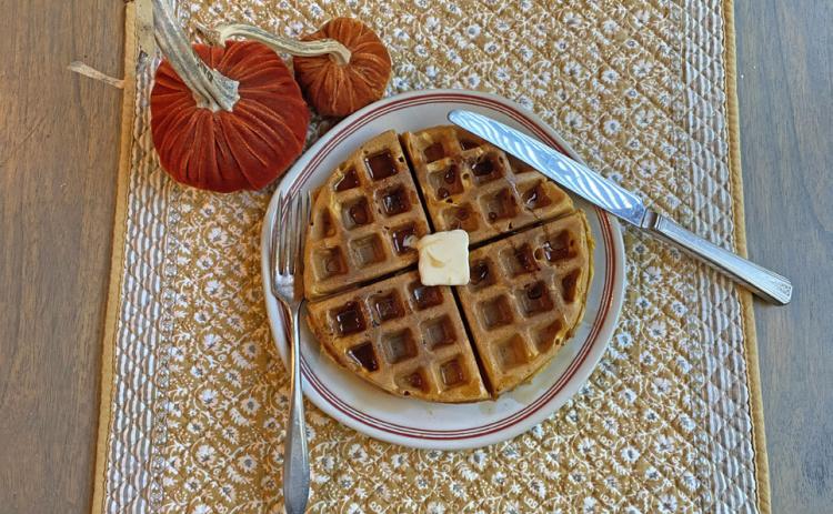 BRINNER WAFFLES Pumpkin spice waffles are warm, crispy and packed with nutritious superfoods. Made with pumpkin, cinnamon, whole grains and flaxseed, they are quick to prepare and versatile enough for breakfast, brunch or a cozy meal, especially with maple syrup and butter.| ANGELINA LARUE PHOTO
