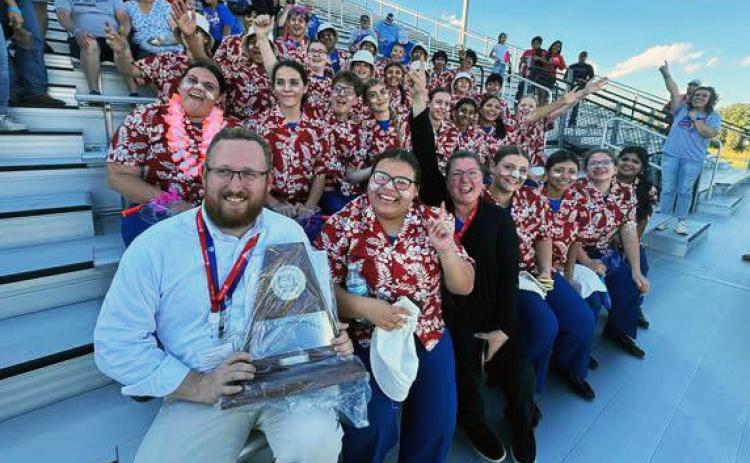 GREYHOUND BAND DOUBLE TIME Knox City-O’Brien ISD’s Greyhound Band are making their second appearance in a row at the UIL State Marching Band Competition Nov. 10-12 at the Alamodome in San Antonio. | COURTESY PHOTO