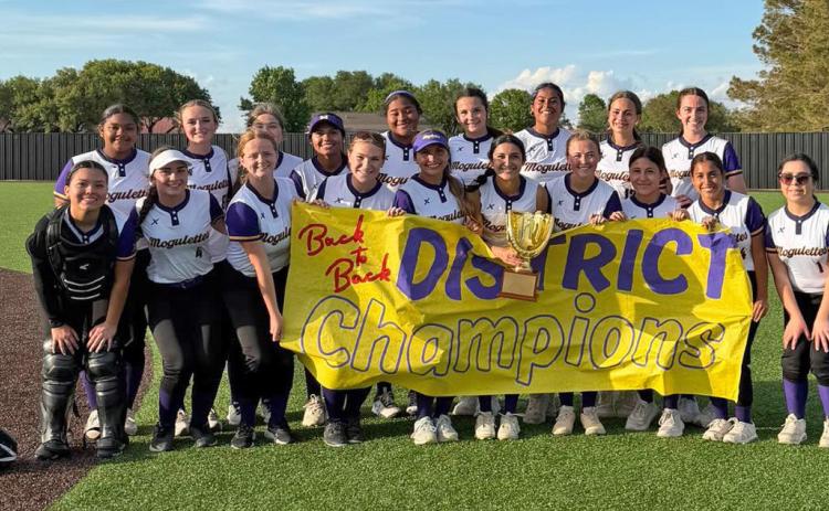 BACKTOBACKCHAMPS Congratulations go to the Munday Mogulettes girls softball team and coaches on becoming back-to-back softball district champs. | COURTESY PHOTO