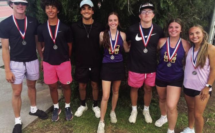 MUNDAY TENNIS TEAMS QUALIFY The Munday Tennis Teams competed at the District Meet in Vernon Tuesday. The following teams qualified for the regional meet: Connor Willison and Caisen Lee - 2nd place boys doubles, Haiden Bowman and Kinslee Carver - 2nd place mixed doubles, Mackinzi Castille and Olivia Myers - 2nd place girls doubles. | COURTESY PHOTO