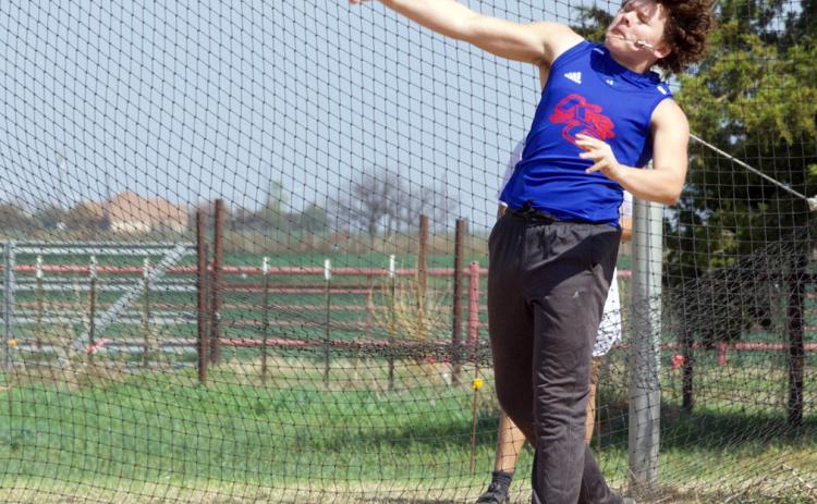 DISCUS At the Munday track meet last week, Camden Swanson competes in the discus.