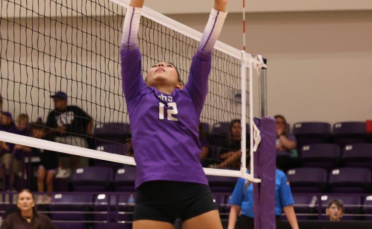 Working to help her teammate get the kill shot, Benjamin came up short at homeTuesday, Oct. 6 against Knox City. The Lady Stangs went on to defeat Rule at home Oct. 10. STORY AND MORE PHOTOS, PAGE 6 | SHERI BATY