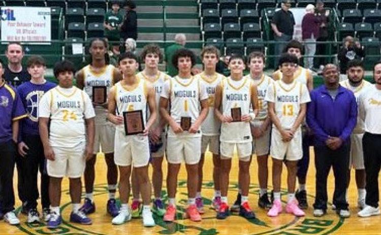 MUNDAY OUTSCORES CITY VIEW Munday Moguls All-Tournament basketball players #1 Caisen Lee, #3 Haiden Bowman, #4 Carson Willison, and tournament Most Valuable Player #0 Ja’Riyis Williams, outscored City View 64-58 to claim the Breckenridge Tournament. The junior varsity finished 2nd at the Haskell JV tournament. | COURTESY PHOTO