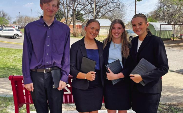 BENJAMIN UIL Kamryn Jones advances to regionals in poetry; Eryn Cottingham advances in prose; Caleb O’Neil made finals in prose and placed 6th; Addi Meinzer performed a poetry piece. | COURTESY PHOTO