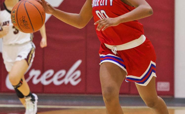 MOVINGFULLSPEED Naveah Martinez moving the ball full speed ahead against Paint Creek. | SHERI BATY PHOTO