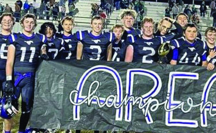 AREA CHAMPS The Benjamin Mustangs will face the Jayton Jaybirds at 6 p.m. Friday in Hermleigh in the Regional Quarterfinals football game. The winner of that game will be just one playoff game away from going to State. | COURTESY PHOTO
