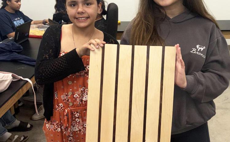 BENJAMIN WOODWORKING Benjamin ISD middle schoolers have been learning woodworking projects. Cutting boards are perfect for 7th graders because they teach measuring, tool use and finishing while producing something useful. Community members who would like to order a custom handmade cutting board shoutld contact Terry Utley at the school. | COURTESY PHOTO