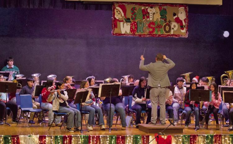 GREYHOUND BAND PERFORMS The Knox City Greyhound Pride Band performed their Christmas concert Sunday, Dec. 14. The concert included grades 5-12. | SHERI BATY PHOTO