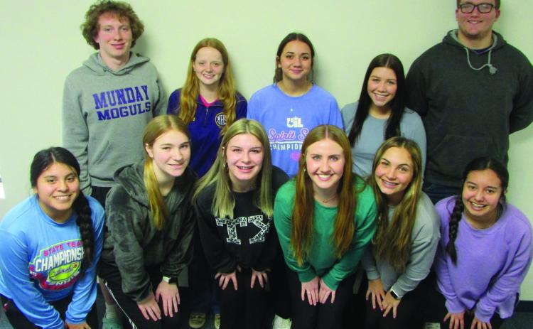 Munday Moguls cheer team members: Cheney Thompson, Stephanie Scott, Kinslee Carver, Mackinzi Castille, Aiden Loper, Bryson Wilson, Jacklyn Diaz, Dalaney Leija, Brice Thompson, Shaylee Shackleford, Brooklyn Rodriquez, and Taylor Herring. Coaches are Tiffany Evans and Valerie Loper. Don Thompson/The Knox County News-Courier