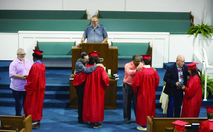 KCHS BACCALAUREATE SERVICE was held Sunday, May 12, at First Baptist Church in Knox City and hosted by the Knox City Ministerial Alliance. Graduates were blessed with a message from pastor Gene Ward. Graduates were presented with a personalized bible as area pastors prayed with each graduate as they received their bible. | SHERI BATY PHOTO