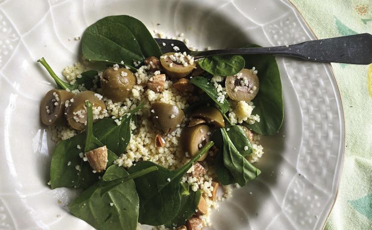 Couscous spinach grain bowl