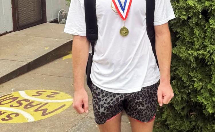 Benjamin’s Keegan Hayes won the boys singles district tennis championship last week. | COURTESY PHOTO