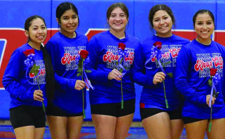 KCHS Sr. Night; Gabriel Espinal, Alize Morelos, Callie Grimsley, Devon Hernandez and Rebecca Ruiz Sheri Baty/The Knox County News-Courier