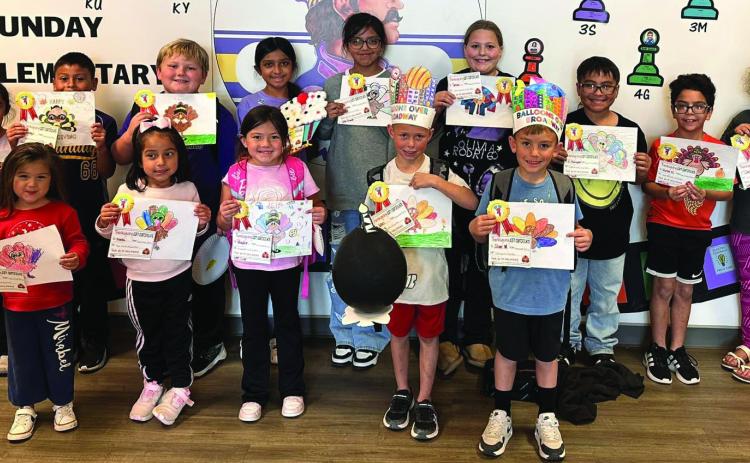 A FLOCK OF COLORFUL TURKEYS The winners of the Thanksgiving coloring contest sponsored by the City of Munday. | COURTESY PHOTO