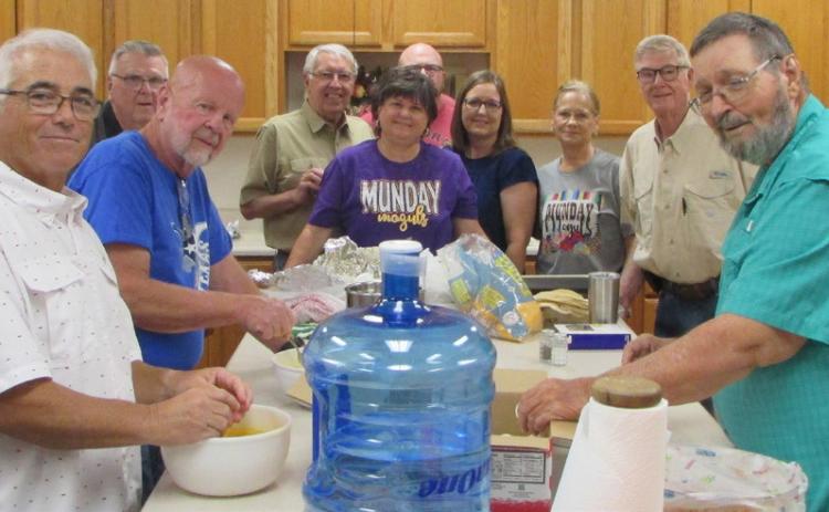 Breakfast cooking crew at the Methodist Church (L – R) Greg Cavallo, David Fisher, Bob Bowen, Jamie Welborn, Carla Key, Cody Dykes,Tara Cottingham, NancyTidwell, Jim Cowsert, Frank Dutton. | DON THOMPSON / NEWS – COURIER
