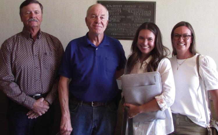 FINANCIALAIDFORTHEMEC MarkReed,RichardAlbus,McKenzie Key, and Skye Urbanczyk met with the Commissioners to request financial aid for the MEC in Munday. | DON THOMPSON PHOTO
