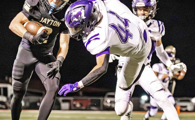 HEAD TO HEAD Benjamin’s offense racked up an impressive 62 points in the Nov. 30 area game, but it still didn’t prove enough against a high-scoring Jayton squad. | COURTESY PHOTO