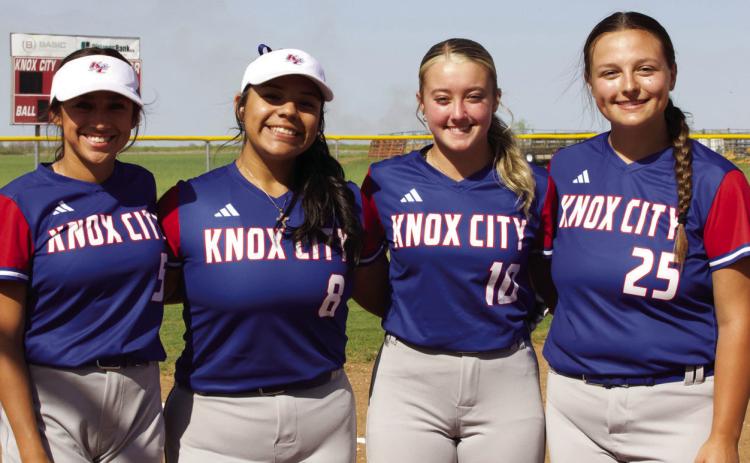 KCHS Senior Softball girls recognized L to R Krystabel Vasquez, Reynal Alvarez, Kinlee Eaton, Kylee Stanfield. | SHERI BATY PHOTO