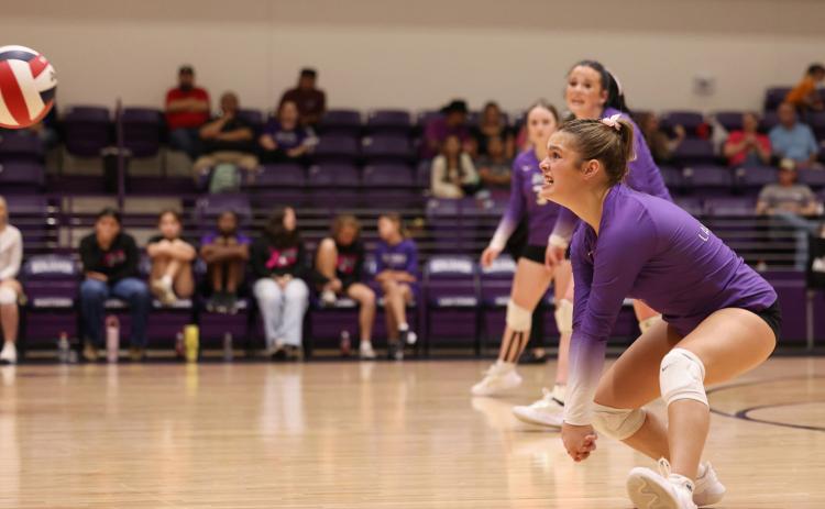 DIGGING DEEP gritted teeth and laser focus are required to keep the ball of the court. Benjamin lost the home contest in 4 sets to Knox City Oct. 6. | SHERI BATY