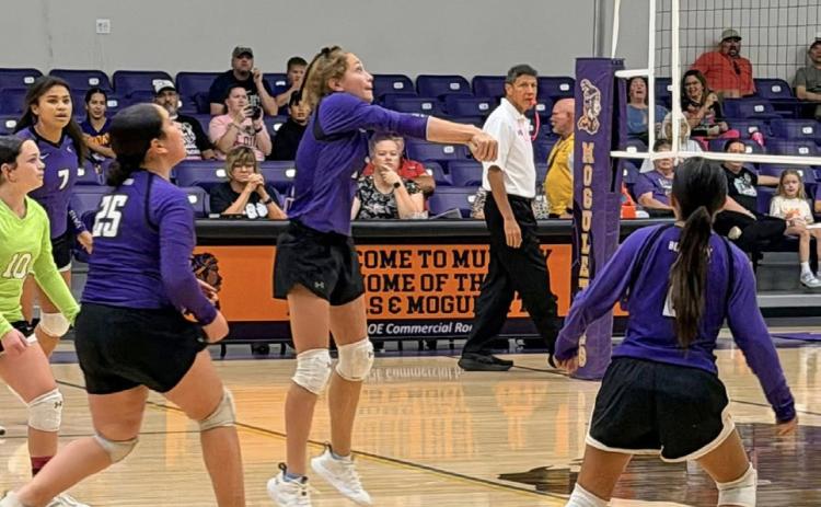 TRADITION IS A POWERFUL MOTIVATOR The Benjamin girls volleyball team pulled off a dramatic five-set win over Munday Oct. 25 before a home crowd of Lady Stang supporters on Senior Day. | COURTESY PHOTOS